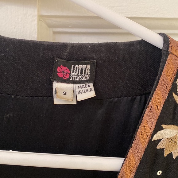 Lotta Stenson boho style jacket with rope tie detail .sleeve / collar design - Picture 3 of 5